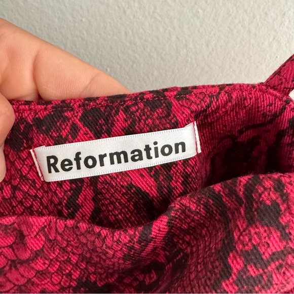 Reformation Morrison Mini Dress in Red Snake Print - Picture 11 of 13